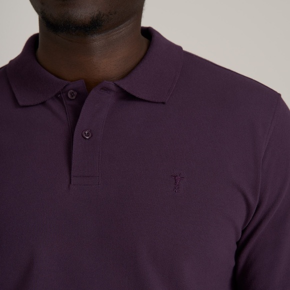 American Tall Men's Tall Classic Polo with Embroidered Logo in Midnight Plum Siz - Picture 2 of 3